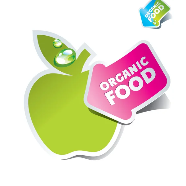 Icono de manzana con una flecha por la comida orgánica — Archivo Imágenes Vectoriales