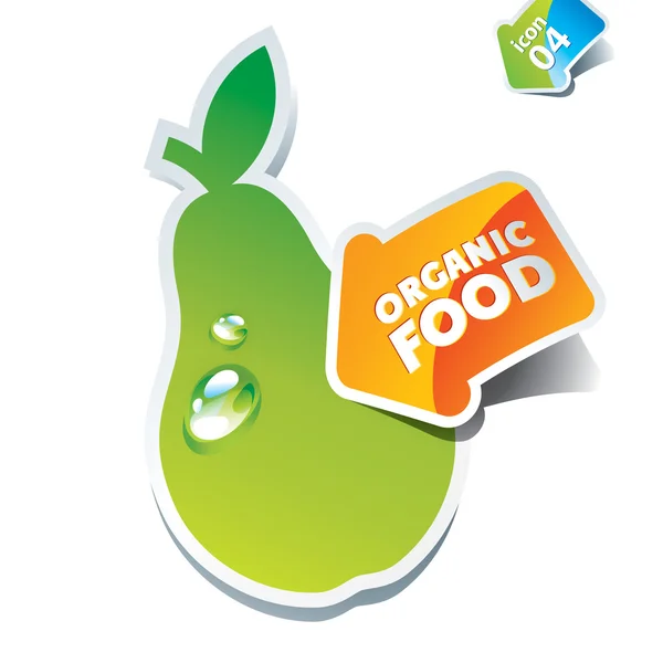 Icon pear with an arrow by organic food — Stock Vector