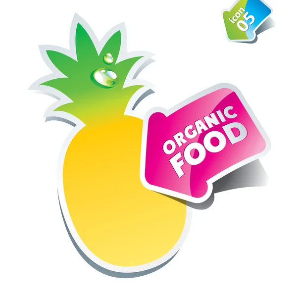 Ökológiai élelmiszer nyíllal ellátott ikon ananász — Stock Vector