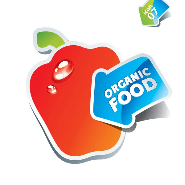 Ikona papryka ze strzałką przez żywności ekologicznej — Wektor stockowy