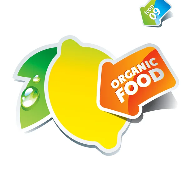 Icon lemon with an arrow by organic food — Stock Vector
