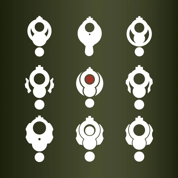 Set van negen vector iconen (revolver). — Stockvector