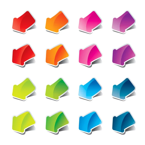 Set of multicolored arrows stickers. — Stock Vector