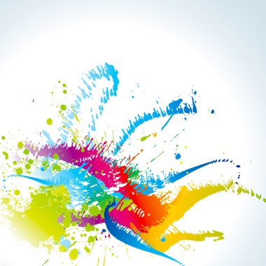 Background with colorful spots and sprays on a white clipart