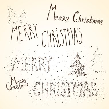 Christmas inscriptions. The various styles of a writing by hand clipart