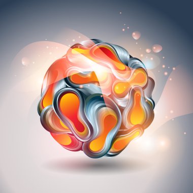 Abstract ball from transforming forms on a gray background. Vect clipart
