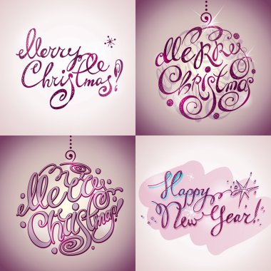 Merry Christmas and New Year lettering (inscriptions) clipart