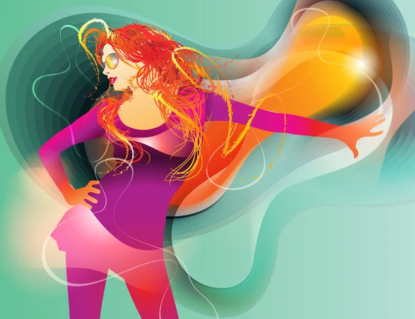 Красочная танцовщица на абстрактном фоне. Векторные иллюзии — стоковый вектор