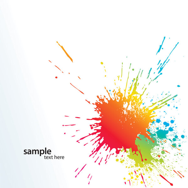 Фон с красочными пятнами и брызгами на белом
