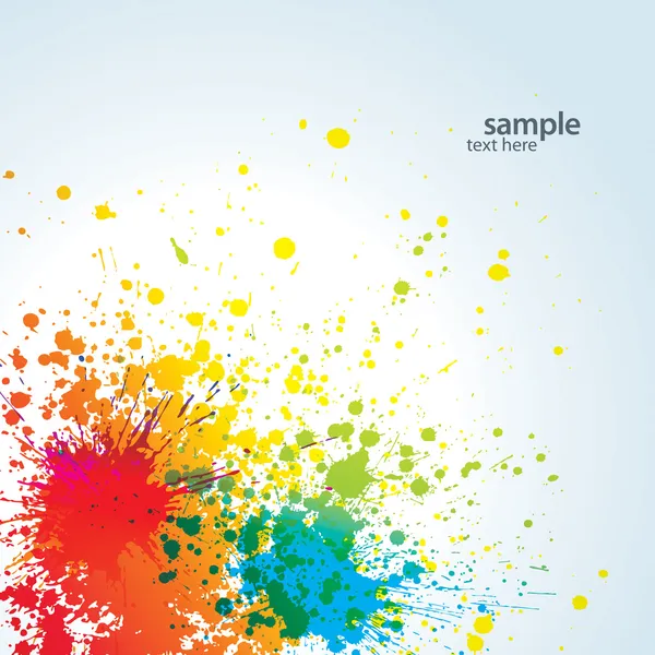 Fond avec des taches colorées et des pulvérisations sur un blanc — Image vectorielle
