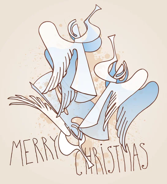 Trumpeting Christmas Angels sobre un fondo beige — Archivo Imágenes Vectoriales