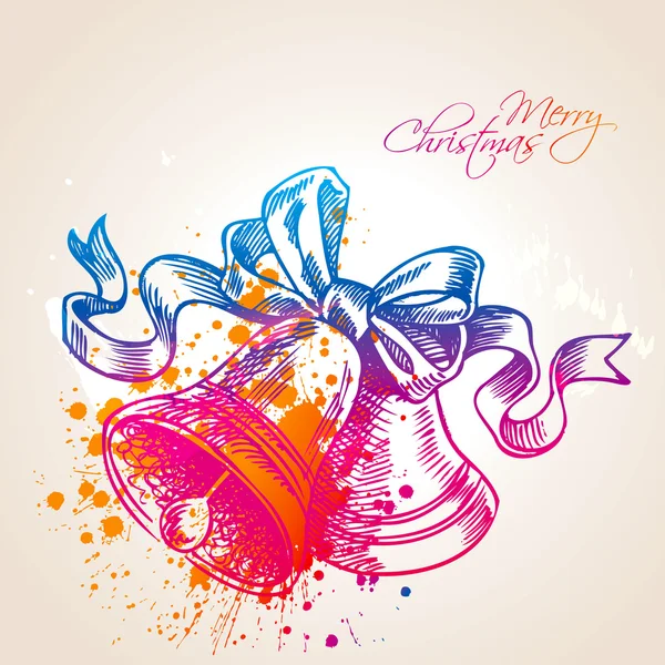 Une cloche de Noël colorée avec des gouttes et des sprays — Image vectorielle