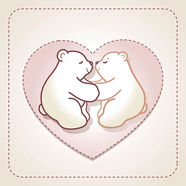Valentýnské kartu s několika objímání nese v srdci. — Stockový vektor
