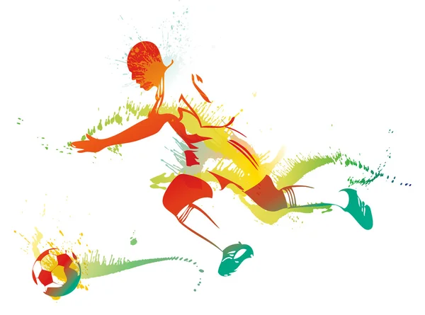 Young man playing soccer — Stock Vector