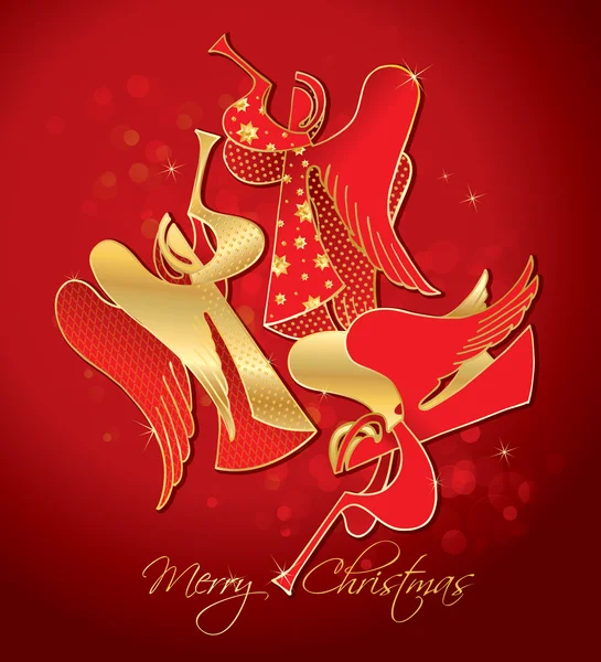 Christmas red and gold figured Angels — 图库矢量图片#