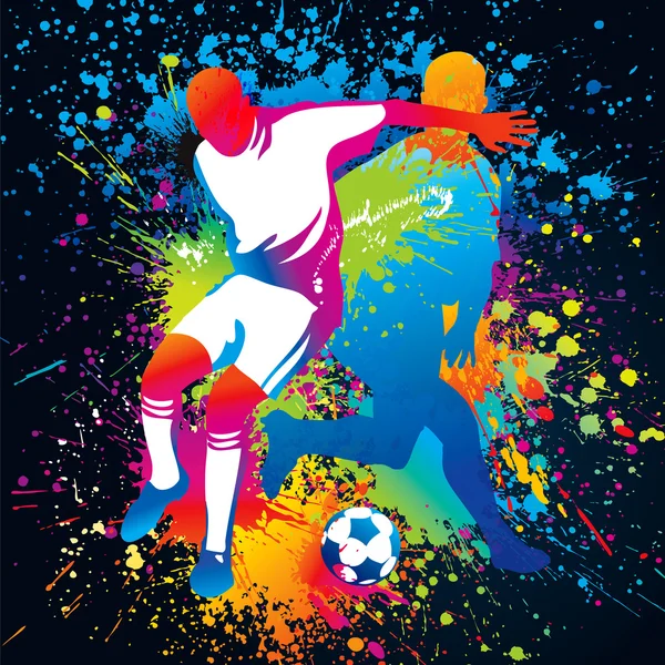 Football players with a soccer ball — Stock Vector