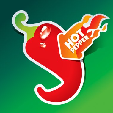 Icon of red hot chili pepper with flaming arrow