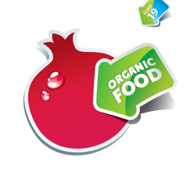 Icon pomegranate with the arrow by organic food. clipart