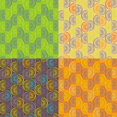 Pattern from orange segments of four different colors clipart