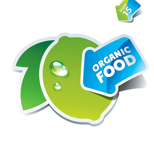 Icon lime with the arrow by organic food. — Stock Vector
