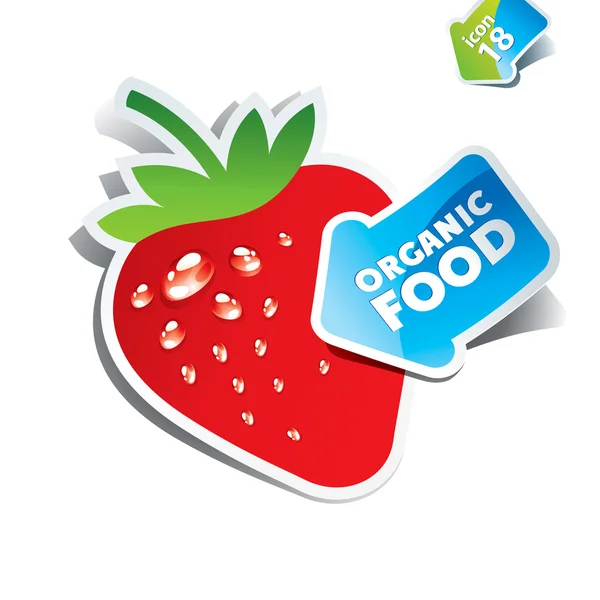 Symbol Erdbeere mit dem Pfeil von Bio-Lebensmitteln. — Stockvektor
