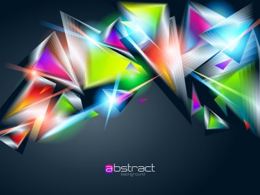 Abstract background from colorful glowing triangles. Vector illu