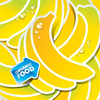 Background from bananas with an arrow by organic food clipart