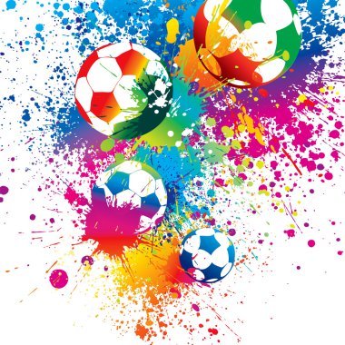 The colorful footballs on a white background clipart