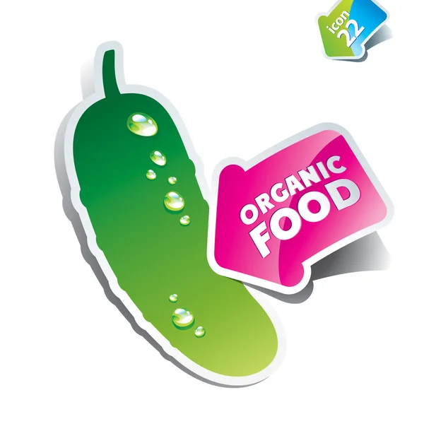 Ogórek ikonę ze strzałką przez żywności ekologicznej. Ilustracja wektorowa. — Wektor stockowy