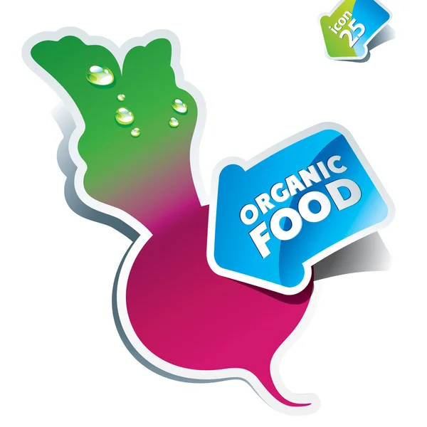 Icono de remolacha con flecha por comida orgánica. Ilustración vectorial . — Archivo Imágenes Vectoriales