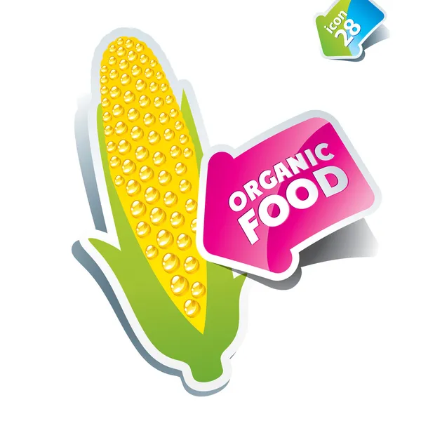 Symbol Mais ein Pfeil von Bio-Lebensmitteln. Vektorillustration. — Stockvektor