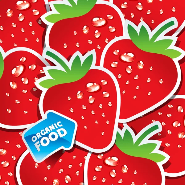 Contexte de fraises avec une flèche par aliment biologique . — Image vectorielle