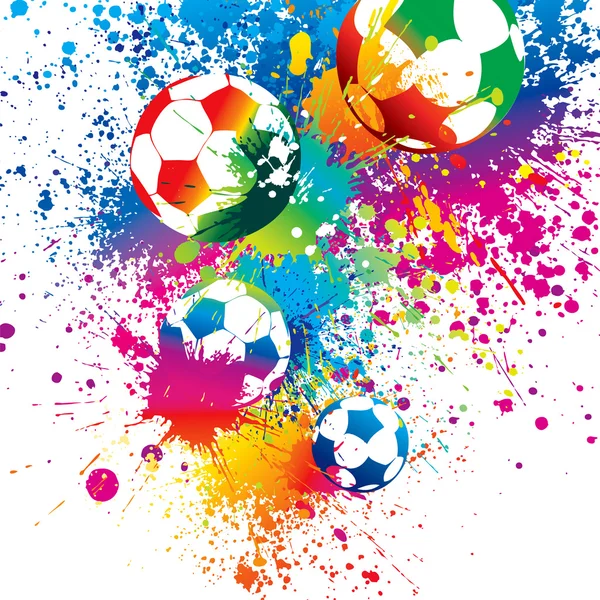 Les ballons de football colorés sur un fond blanc — Image vectorielle