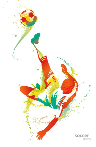 Le footballeur donne un coup de pied au ballon — Image vectorielle
