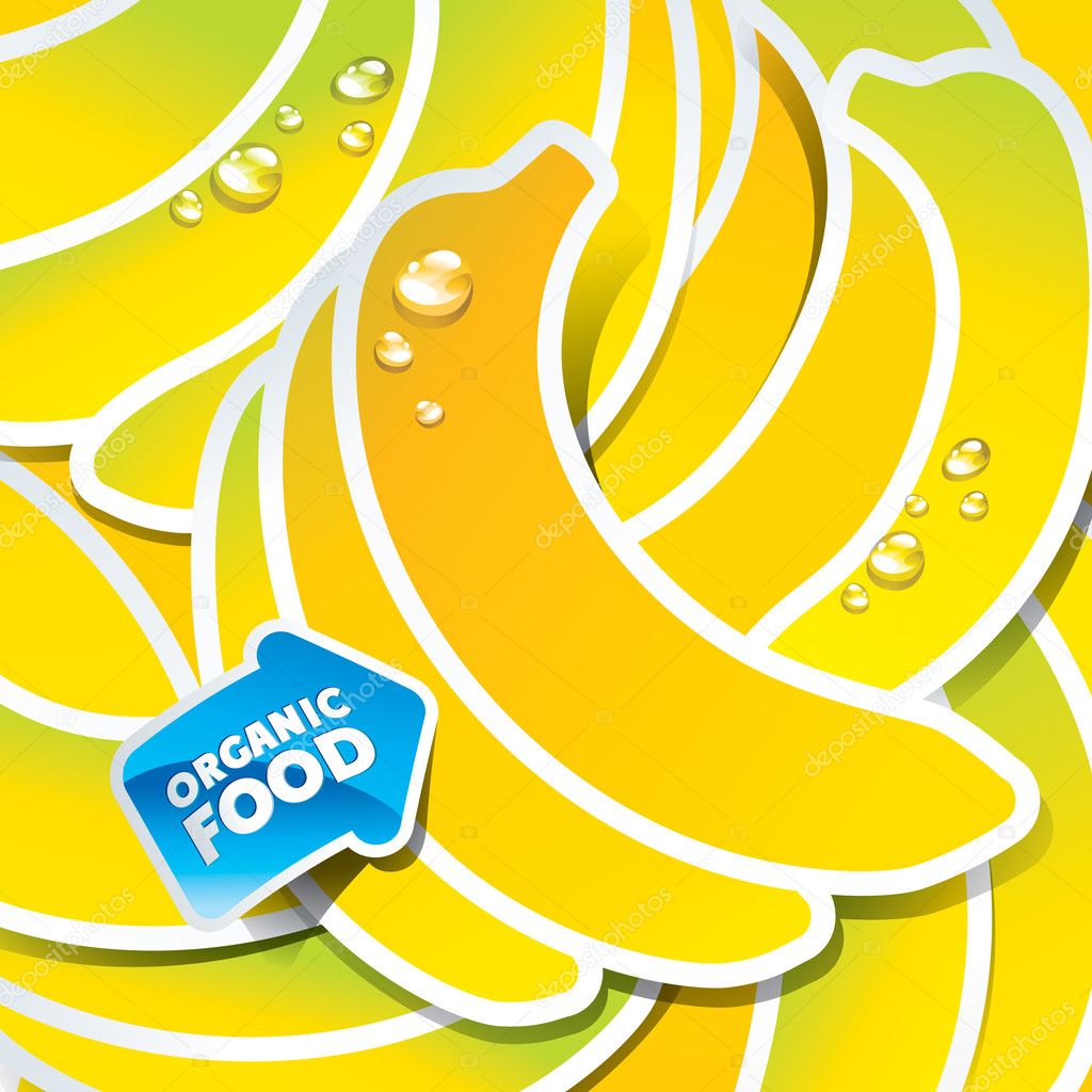 Background from bananas with an arrow by organic food