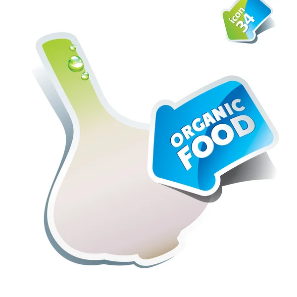 Czosnek ikonę ze strzałką przez żywności ekologicznej. Ilustracja wektorowa. — Wektor stockowy