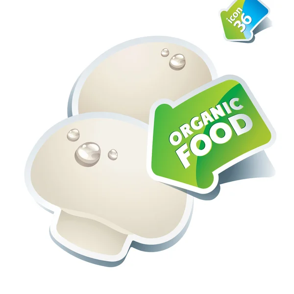 Ikona grzyb biały ze strzałką przez żywności ekologicznej. wektor — Wektor stockowy