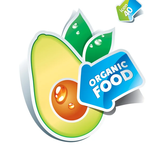 Symbol Avocado mit Pfeil von Bio-Lebensmitteln. Vektorillustration — Stockvektor