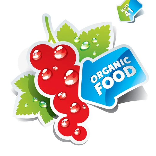 Icono de grosella con flecha por comida orgánica. Ilustración vectorial — Archivo Imágenes Vectoriales
