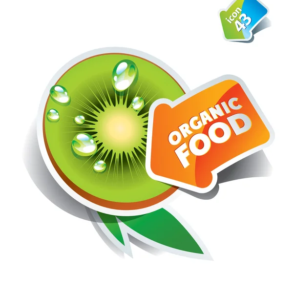 Ikonen kiwi med pil av ekologiska livsmedel. vektor illustration. — Stock vektor