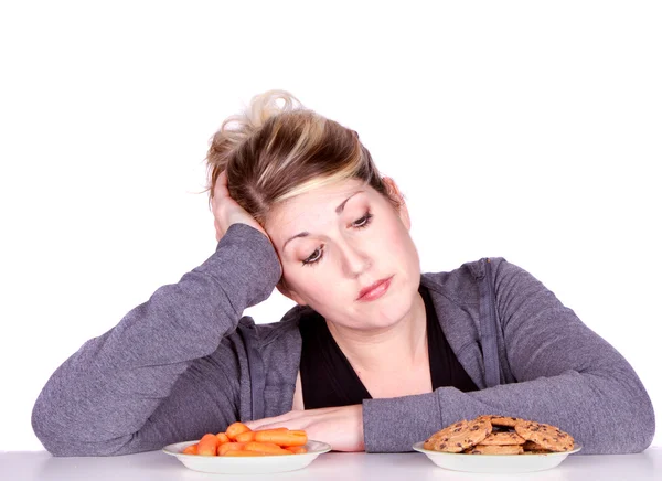 Kvinna på kosten att äta val — Stockfoto