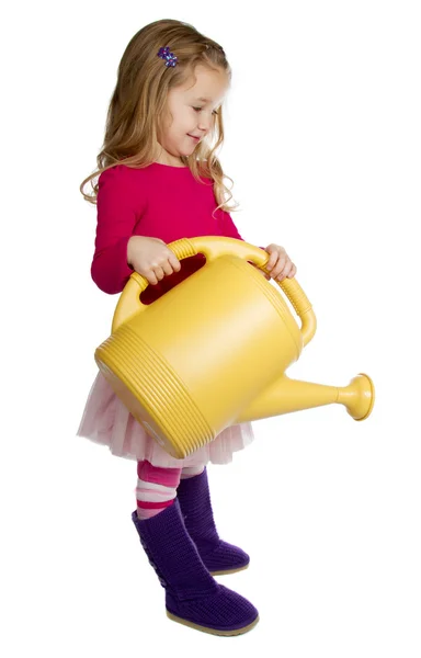 Small Child using watering can — Stock Photo, Image