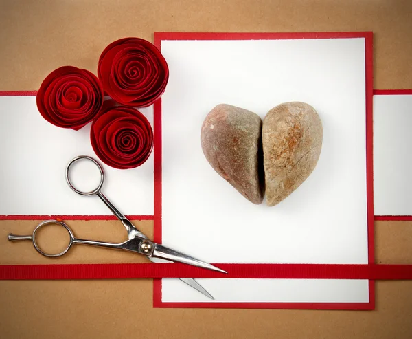 Piedra, papel y tijeras San Valentín — Foto de Stock