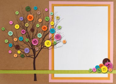 Spring time tree made of buttons with copy-space clipart