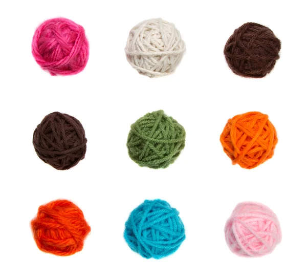 Colorful balls of yarn isolated on a white background — Stock Photo, Image