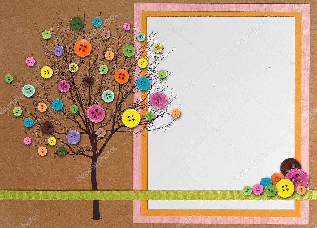 Spring time tree made of buttons with copy-space