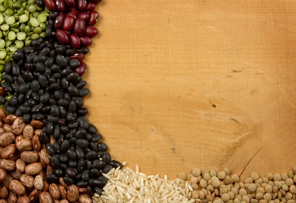 Piles of beans rice peas and lentils — Stock Photo, Image