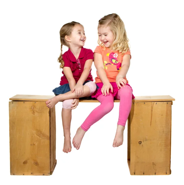 Dvě děti se smát — Stock fotografie