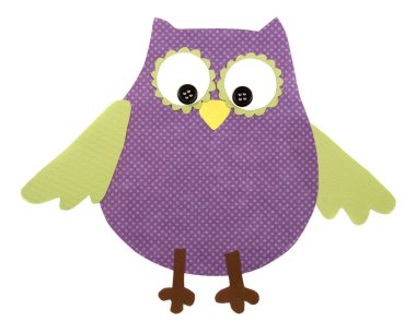 A paper cut out owl purple and green clipart