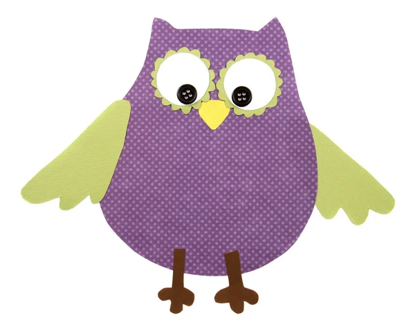 A paper cut out owl purple and green — Stock Photo, Image
